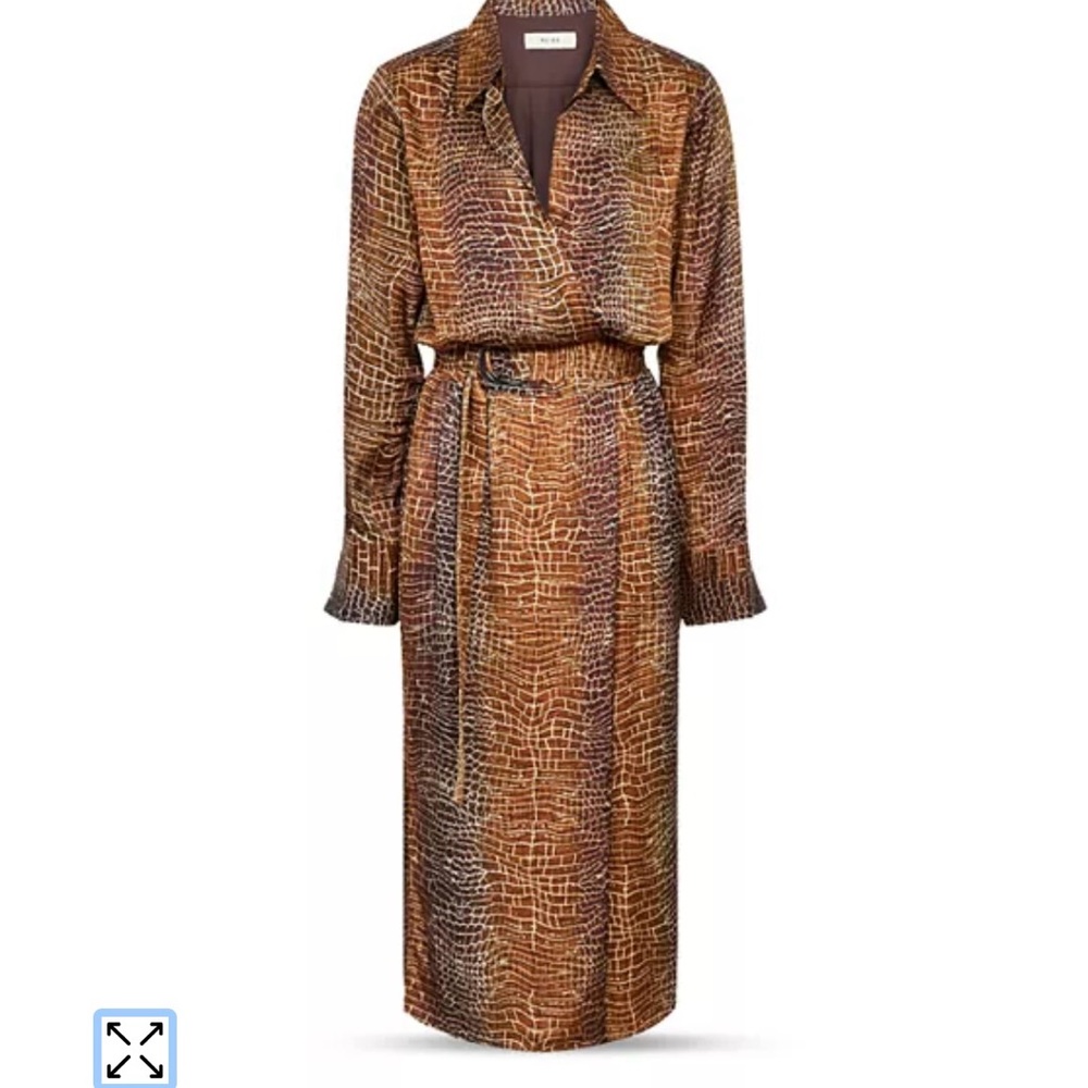 Reiss Brown Croc-Print Midi Dress
